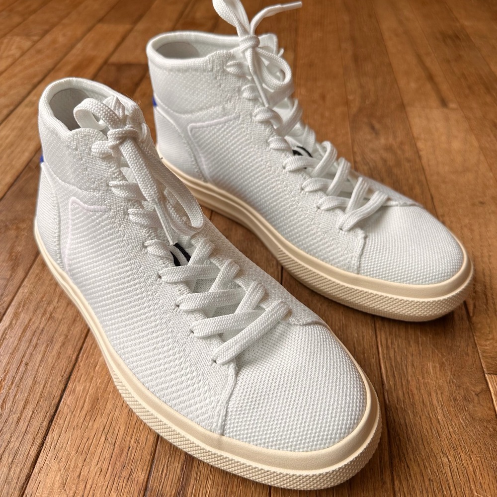 Rothy's The High Top Sneakers Womens 7 Knit Lace Up White Modern Casual Travel